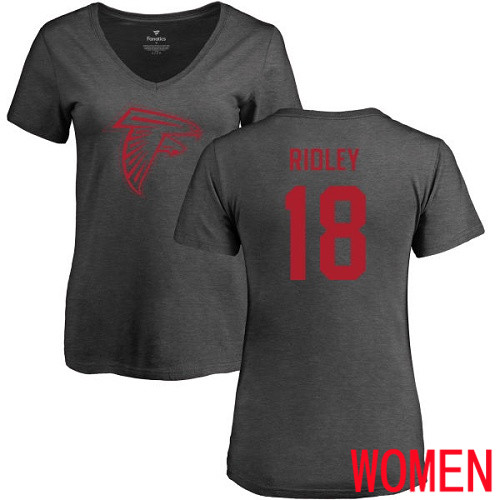 Atlanta Falcons Ash Women Calvin Ridley One Color NFL Football #18 T Shirt
